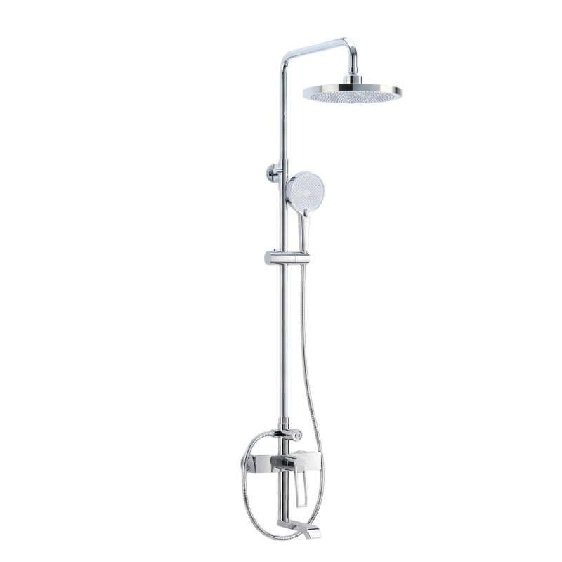 Chrome-plated exposed shower set with a mixed-style design